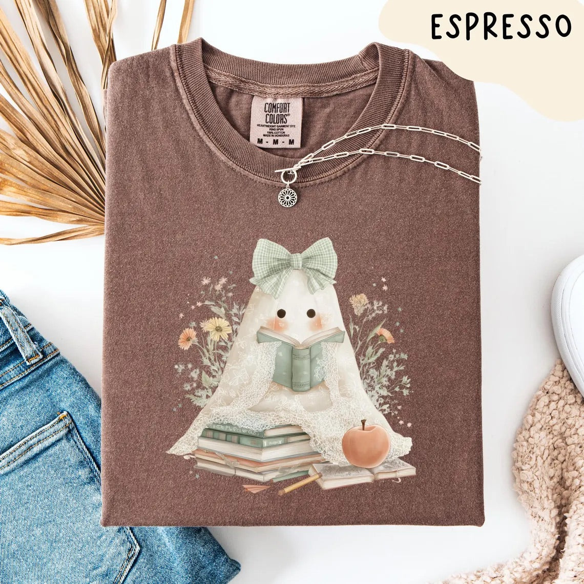 Reading Ghost Shirt Comfort Colors – Retro Halloween T-Shirt, Cozy Fall October Tee